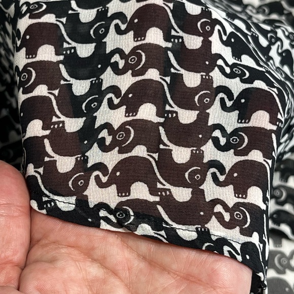 Sheer Elephants black and white blouse new w/out tags , Elephant blouse see thru - Picture 4 of 11